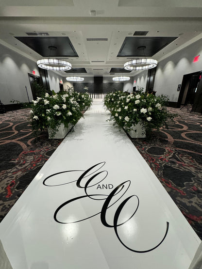 Customizable Wedding Decal Aisle Runner Wrap | Gloss Removable Vinyl | Monogram Printed on the aisle | Wedding logo design| Free Shipping.