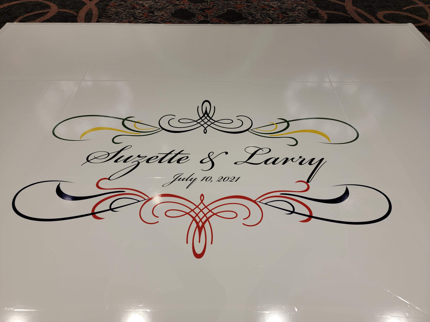 Custom Wedding Decal Dance Floor Wrap Gloss Removable Vinyl. Monogram Print and Vinyl to cover the entire dancefloor. Wedding logo design