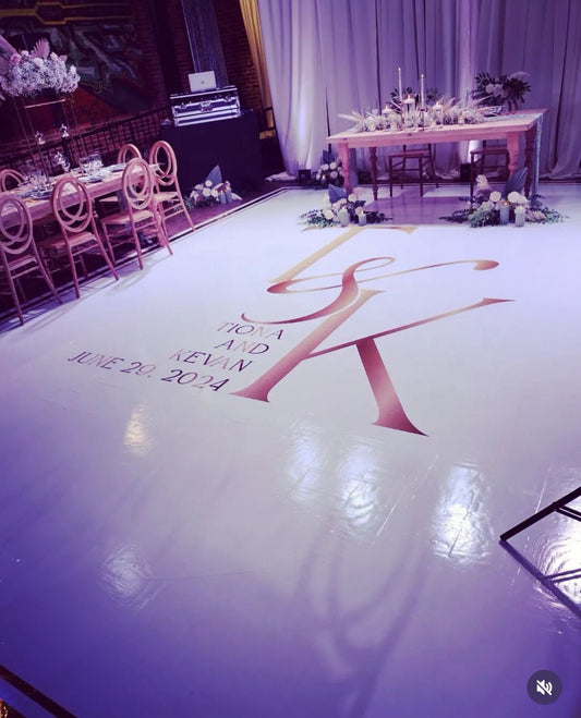 Full Print Custom Wedding Decal Dance Floor Wrap Gloss Removable Vinyl. Wedding Dancefloor design. Free Shipping