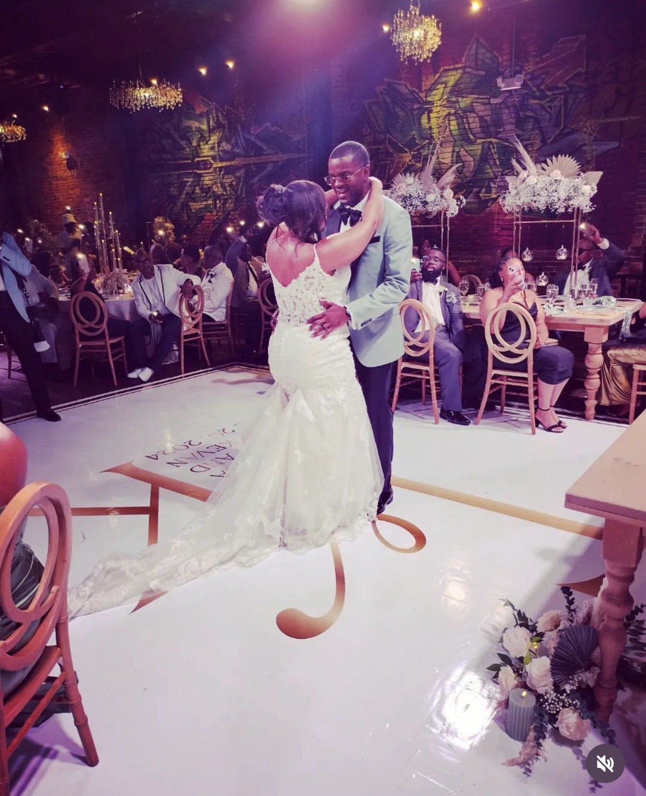Full Print Custom Wedding Decal Dance Floor Wrap Gloss Removable Vinyl. Wedding Dancefloor design. Free Shipping