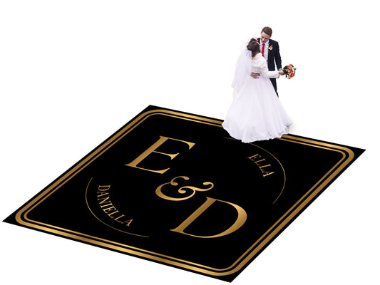 Custom Wedding Decal Dance Floor Wrap Gloss Removable Vinyl. Monogram Print and Vinyl to cover the entire dancefloor. Wedding logo design