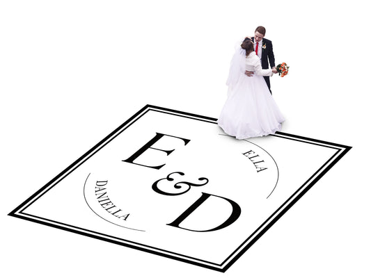 Custom Wedding Decal Dance Floor Wrap Gloss Removable Vinyl. Monogram Print and Vinyl to cover the entire dancefloor. Wedding logo design