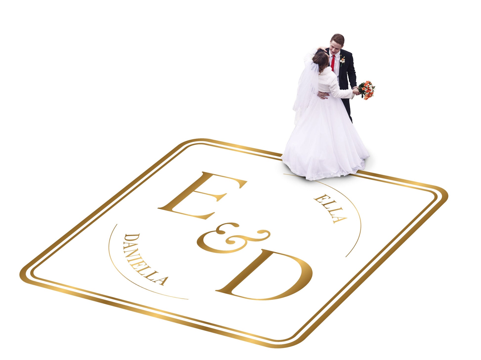 Custom Wedding Decal Dance Floor Wrap Gloss Removable Vinyl. Monogram Print and Vinyl to cover the entire dancefloor. Wedding logo design