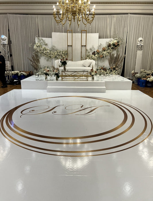 Full Print Custom Wedding Decal Dance Floor Wrap Gloss Removable Vinyl. Wedding Dancefloor design. Free Shipping