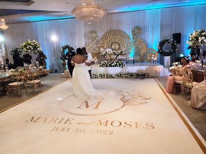 Full Print Custom Wedding Decal Dance Floor Wrap Gloss Removable Vinyl. Wedding Dancefloor design. Free Shipping