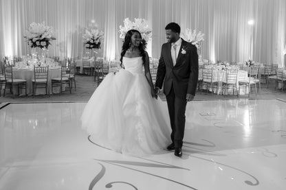Custom Wedding Decal Dance Floor Wrap Gloss Removable Vinyl. Monogram Print and Vinyl to cover the entire dancefloor. Wedding logo design