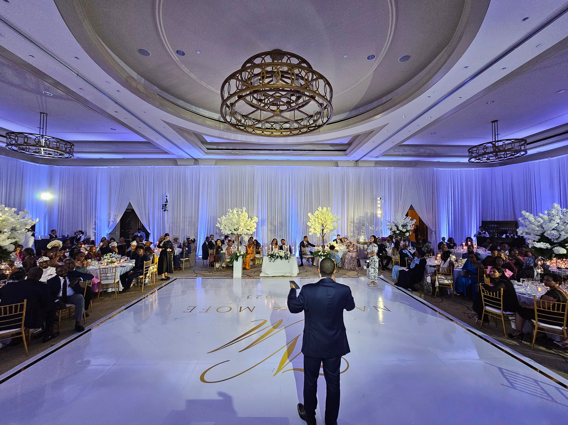 Custom Wedding Decal Dance Floor Wrap Gloss Removable Vinyl. Monogram Print and Vinyl to cover the entire dancefloor. Wedding logo design