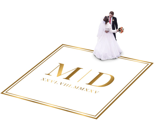 Custom Wedding Decal Dance Floor Wrap Gloss Removable Vinyl. Monogram Print and Vinyl to cover the entire dancefloor. Wedding logo design
