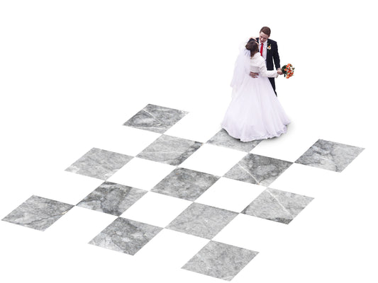 Custom Wedding Decal Dance Floor Wrap Gloss Removable Vinyl. Unique concrete floor design. Checkerboard design. Wedding logo. Free shipping