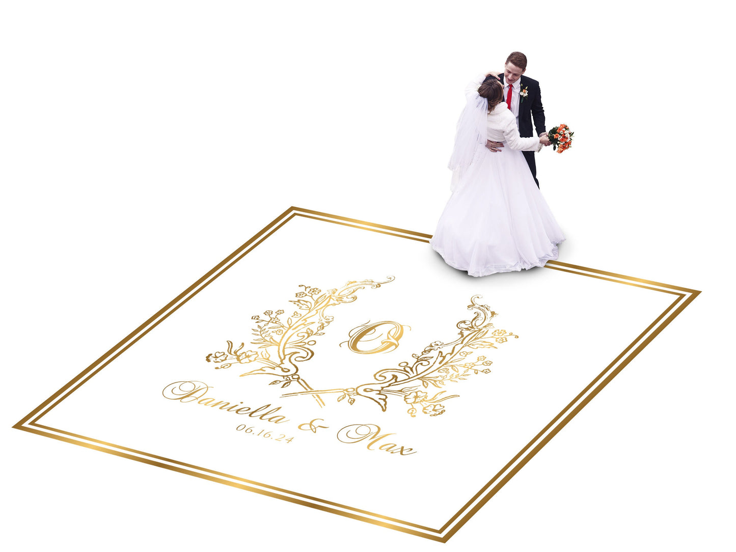 Custom Wedding Decal Dance Floor Wrap Gloss Removable Vinyl. Monogram Print and Vinyl to cover the entire dancefloor. Wedding logo design