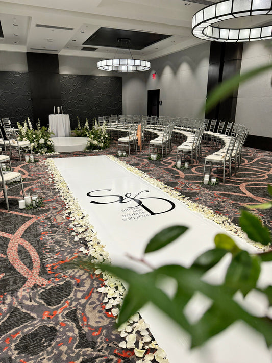 Customizable Wedding Decal Aisle Runner Wrap | Gloss Removable Vinyl | Monogram Printed on the aisle | Wedding logo design| Free Shipping.