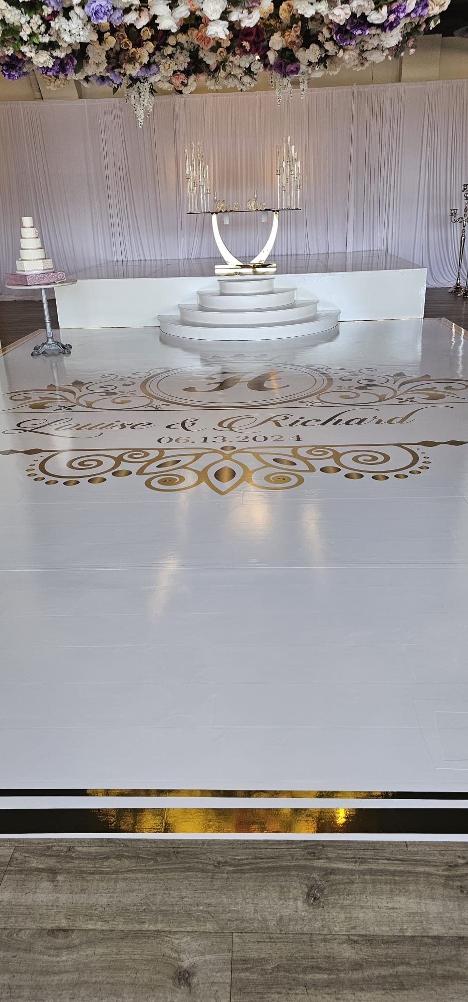 Custom Wedding Decal Dance Floor Wrap Gloss Removable Vinyl. Monogram Print and Vinyl to cover the entire dancefloor. Wedding logo design