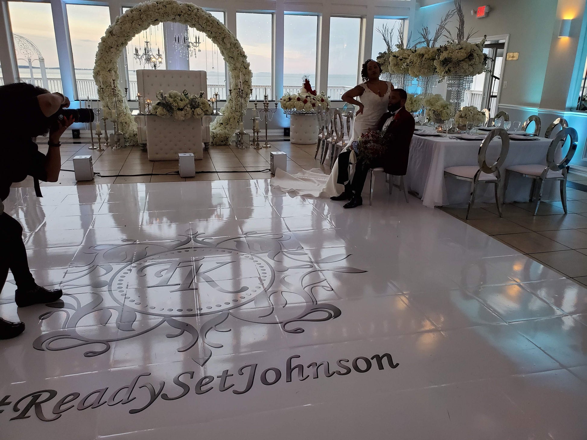 Custom Wedding Decal Dance Floor Wrap Gloss Removable Vinyl. Monogram Print and Vinyl to cover the entire dancefloor. Wedding logo design