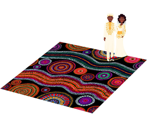 Unique African Traditional Print Wedding Decal Dance Floor Wrap Removable Vinyl. Monogram Print and Vinyl will cover the entire dancefloor.