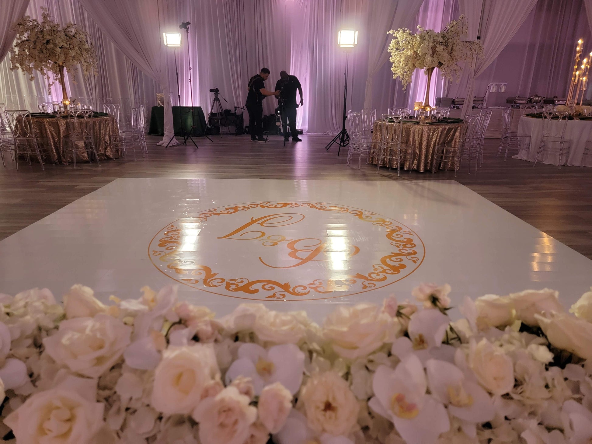 Custom Wedding Decal Dance Floor Wrap Gloss Removable Vinyl. Monogram Print and Vinyl to cover the entire dancefloor. Wedding logo design