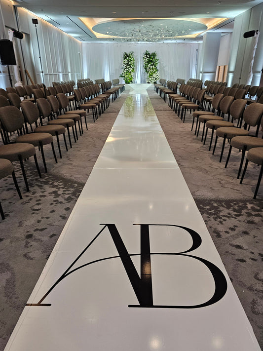 Customizable Wedding Decal Aisle Runner Wrap | Gloss Removable Vinyl | Monogram Printed on the aisle | Wedding logo design| Free Shipping.