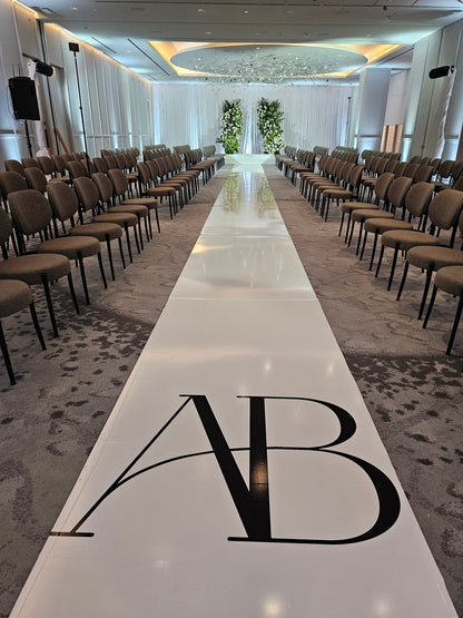 Customizable Wedding Decal Aisle Runner Wrap | Gloss Removable Vinyl | Monogram Printed on the aisle | Wedding logo design| Free Shipping.
