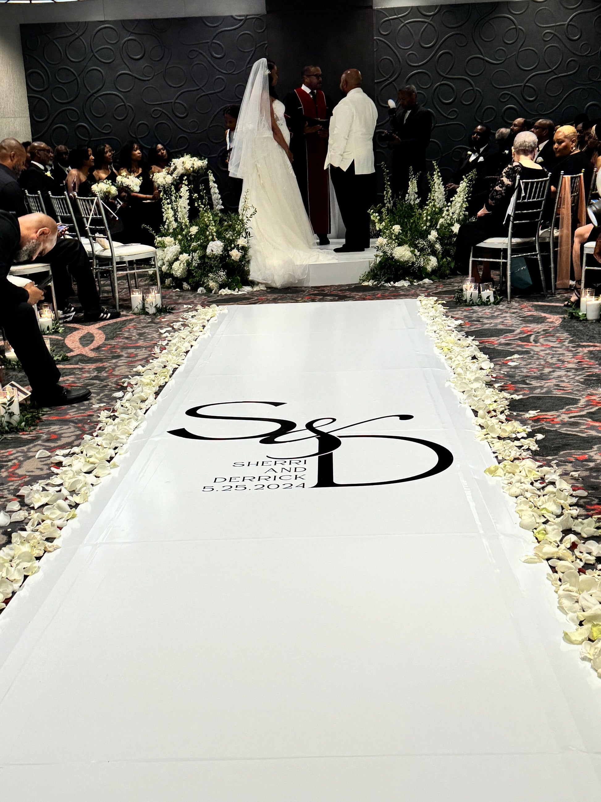 Customizable Wedding Decal Aisle Runner Wrap | Gloss Removable Vinyl | Monogram Printed on the aisle | Wedding logo design| Free Shipping.
