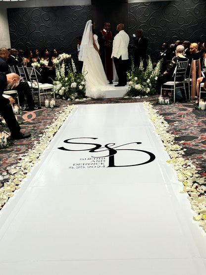 Customizable Wedding Decal Aisle Runner Wrap | Gloss Removable Vinyl | Monogram Printed on the aisle | Wedding logo design| Free Shipping.