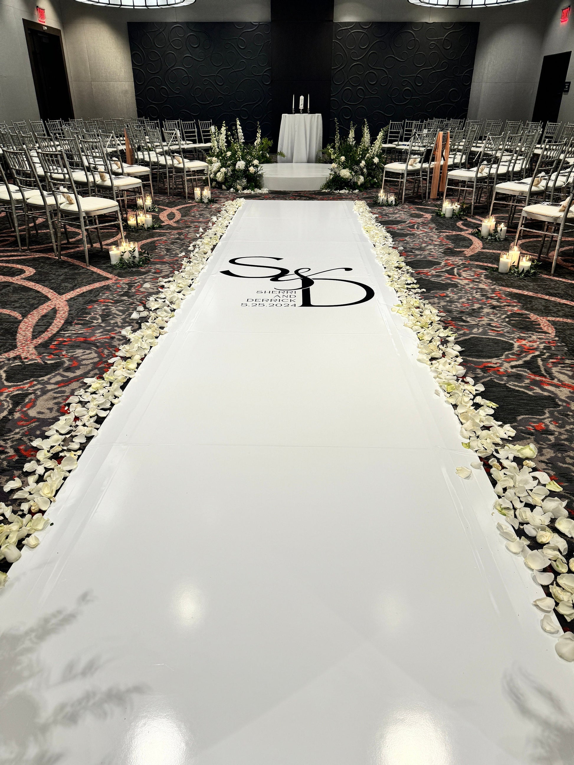 Customizable Wedding Decal Aisle Runner Wrap | Gloss Removable Vinyl | Monogram Printed on the aisle | Wedding logo design| Free Shipping.