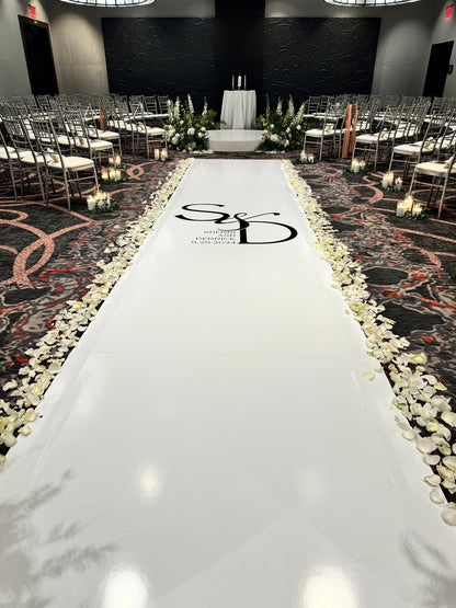 Customizable Wedding Decal Aisle Runner Wrap | Gloss Removable Vinyl | Monogram Printed on the aisle | Wedding logo design| Free Shipping.