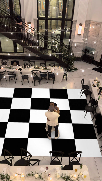 Build -A- Checkerboard Black and White 24in x 24in squares to make your desired Dancefloor wrap size. Wedding. Removable.