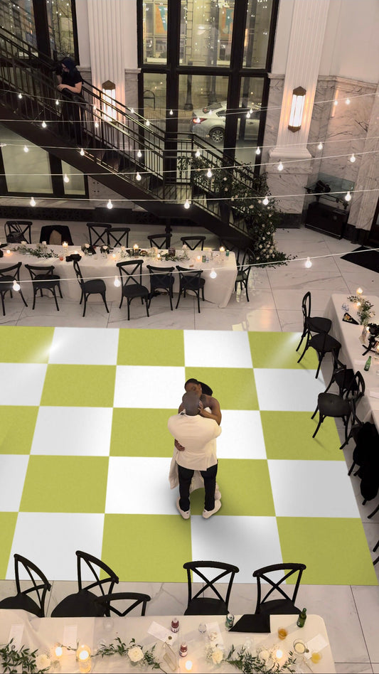 Custom Wedding Decal Dance Floor Wrap Gloss Removable Vinyl. Checkerboard design. Checkerboard Wedding/Event logo. Fast and Free shipping