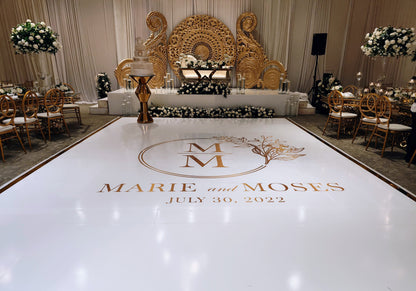 Full Print Custom Wedding Decal Dance Floor Wrap Gloss Removable Vinyl. Wedding Dancefloor design. Free Shipping