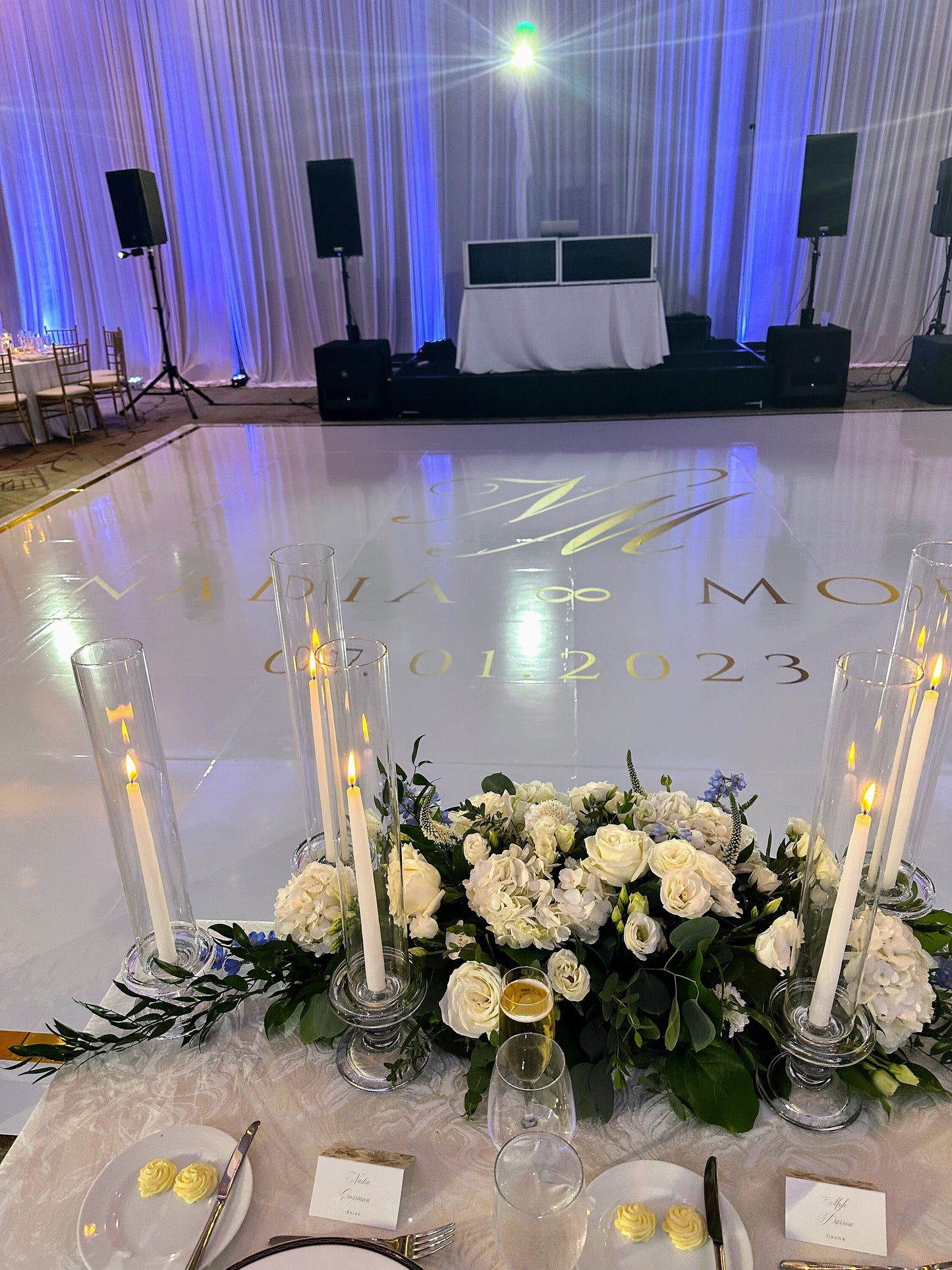 Custom Wedding Decal Dance Floor Wrap Gloss Removable Vinyl. Monogram Print and Vinyl to cover the entire dancefloor. Wedding logo design