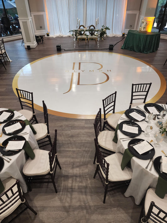 Unique Circular Custom Wedding Decal Dance Floor Wrap. Gloss Removable Vinyl. Wedding Floor designs that cover the dancefloor. Free Shipping