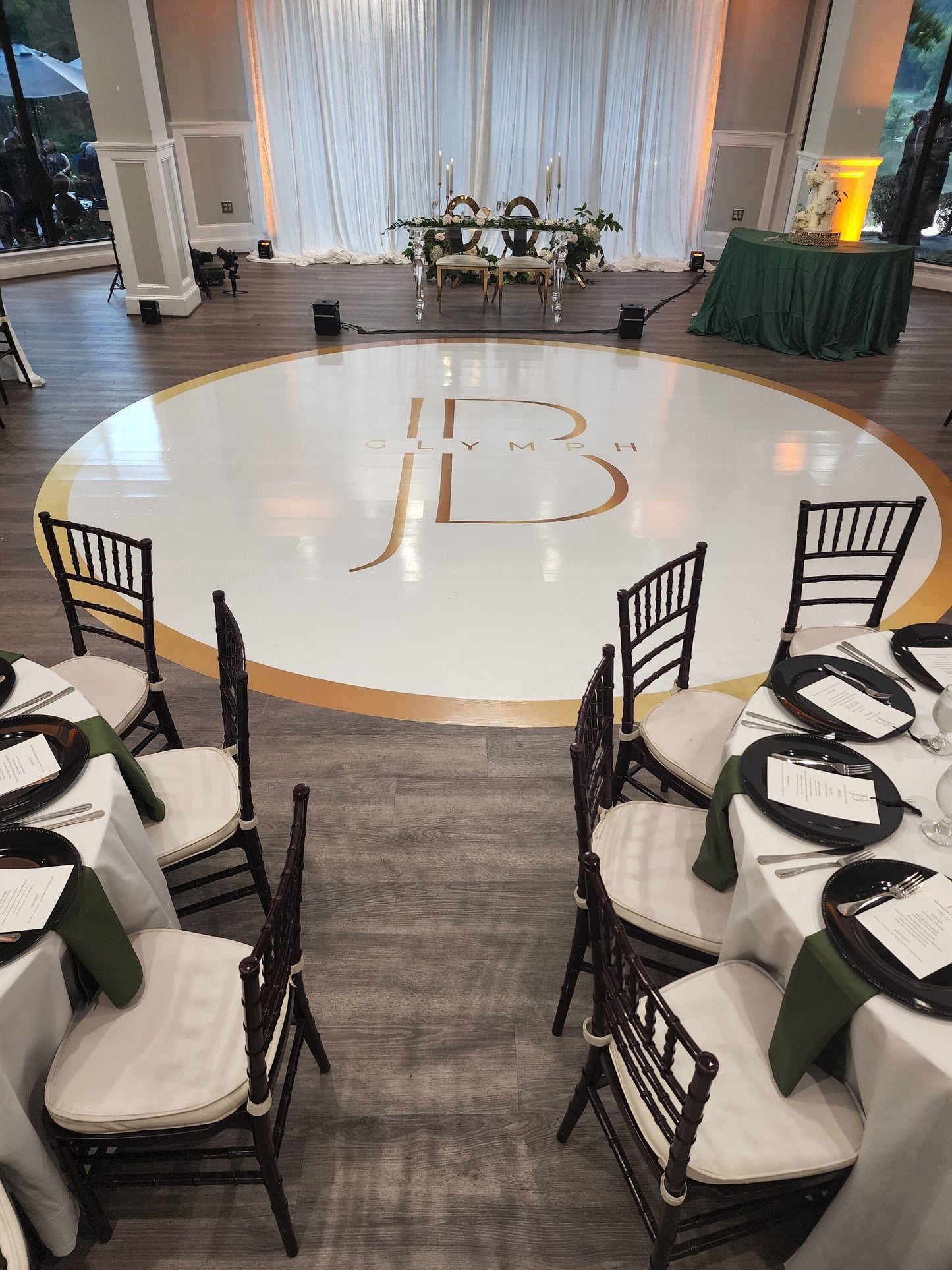 Unique Circular Custom Wedding Decal Dance Floor Wrap. Gloss Removable Vinyl. Wedding Floor designs that cover the dancefloor. Free Shipping