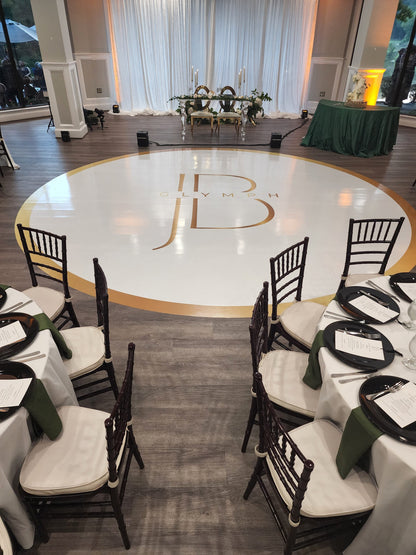 Unique Circular Custom Wedding Decal Dance Floor Wrap. Gloss Removable Vinyl. Wedding Floor designs that cover the dancefloor. Free Shipping