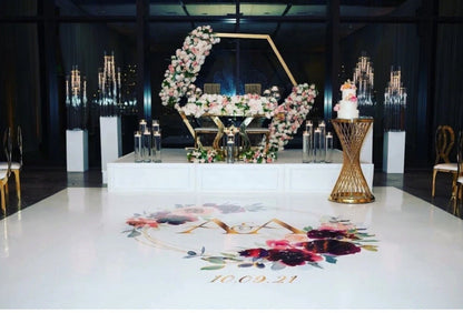 Custom Wedding Decal Dance Floor Wrap Gloss Removable Vinyl. Monogram Print and Vinyl to cover the entire dancefloor. Wedding logo design