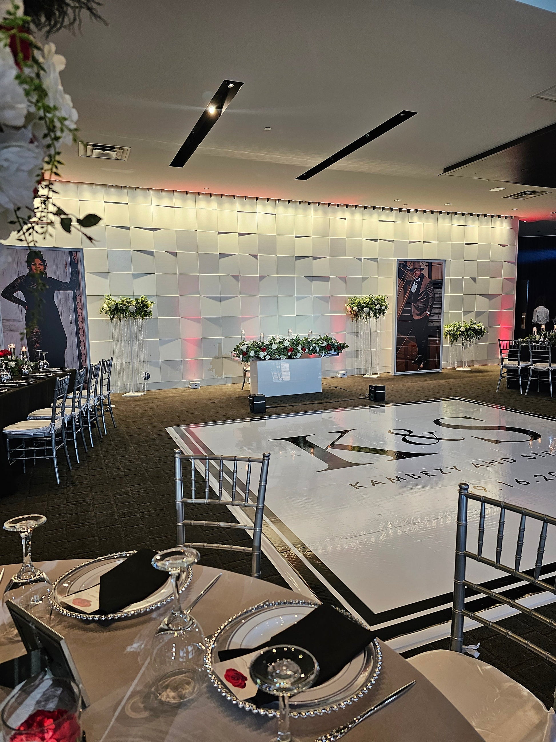 Custom Wedding Decal Dance Floor Wrap Gloss Removable Vinyl. Monogram Print and Vinyl to cover the entire dancefloor. Wedding logo design