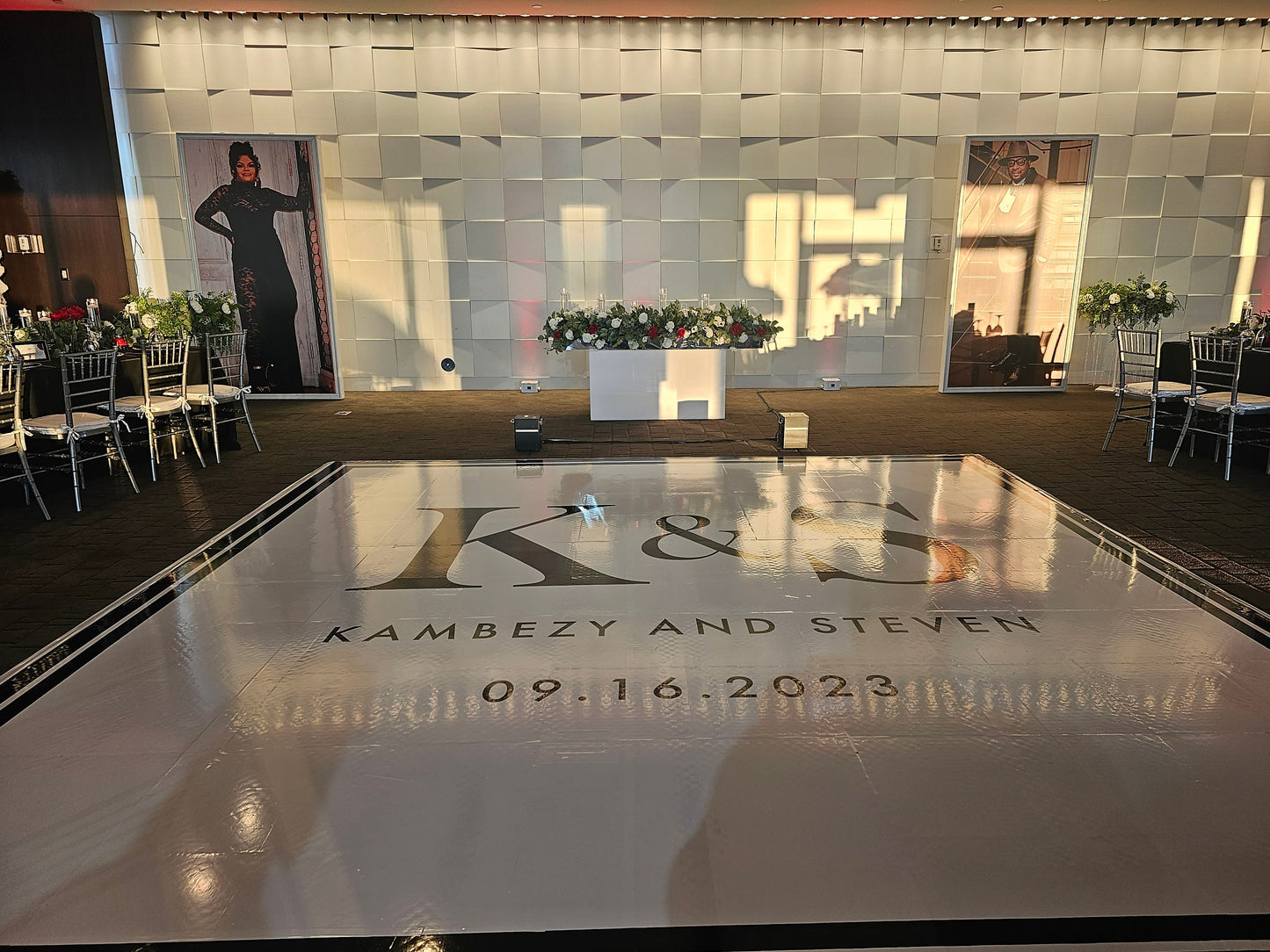 Custom Wedding Decal Dance Floor Wrap Gloss Removable Vinyl. Monogram Print and Vinyl to cover the entire dancefloor. Wedding logo design