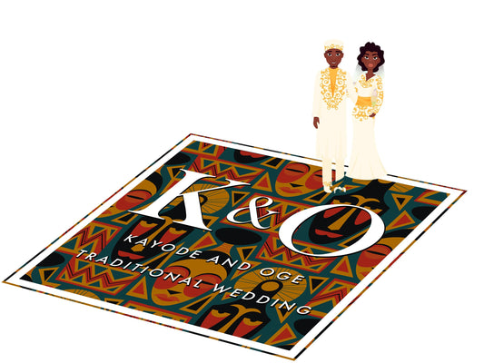 Unique African Traditional Print Wedding Decal Dance Floor Wrap Removable Vinyl. Monogram Print and Vinyl will cover the entire dancefloor.