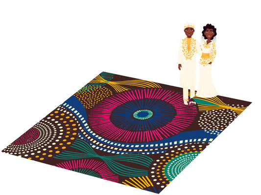 Unique African Traditional Print Wedding Decal Dance Floor Wrap Removable Vinyl. Monogram Print and Vinyl will cover the entire dancefloor.