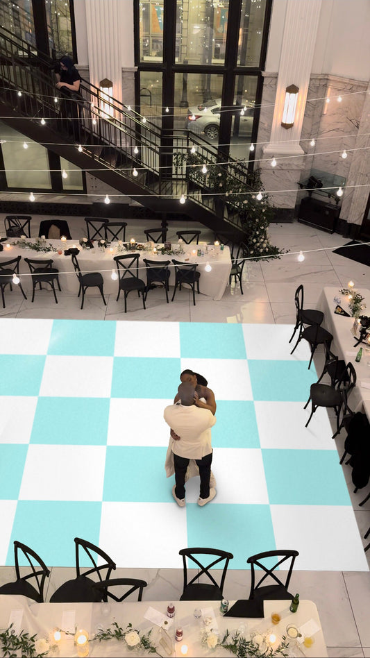 Custom Wedding Decal Dance Floor Wrap Gloss Removable Vinyl. Checkerboard design. Checkerboard Wedding/Event logo. Fast and Free shipping