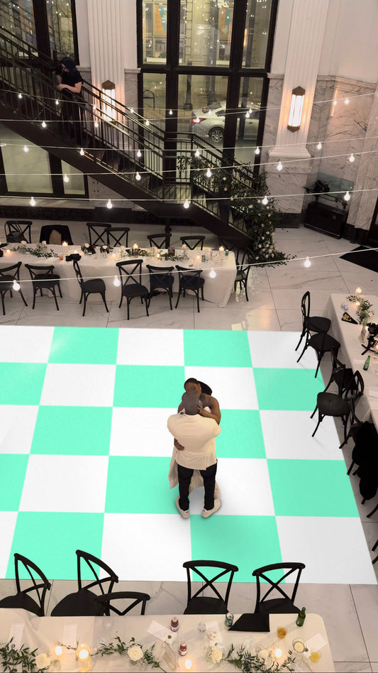 Custom Wedding Decal Dance Floor Wrap Gloss Removable Vinyl. Checkerboard design. Checkerboard Wedding/Event logo. Fast and Free shipping