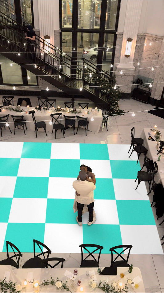 Custom Wedding Decal Dance Floor Wrap Gloss Removable Vinyl. Checkerboard design. Checkerboard Wedding/Event logo. Fast and Free shipping