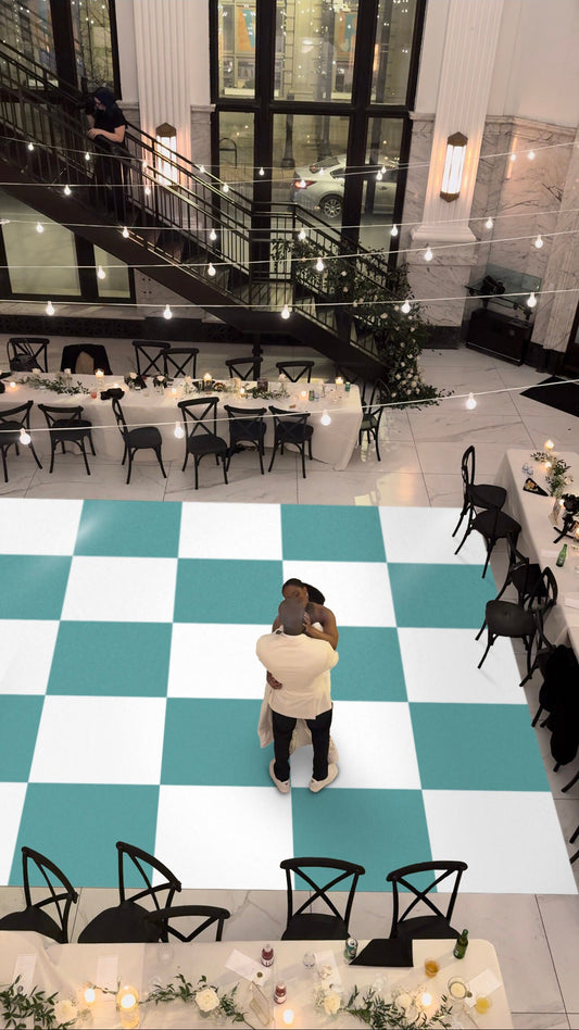 Custom Wedding Decal Dance Floor Wrap Gloss Removable Vinyl. Checkerboard design. Checkerboard Wedding/Event logo. Fast and Free shipping