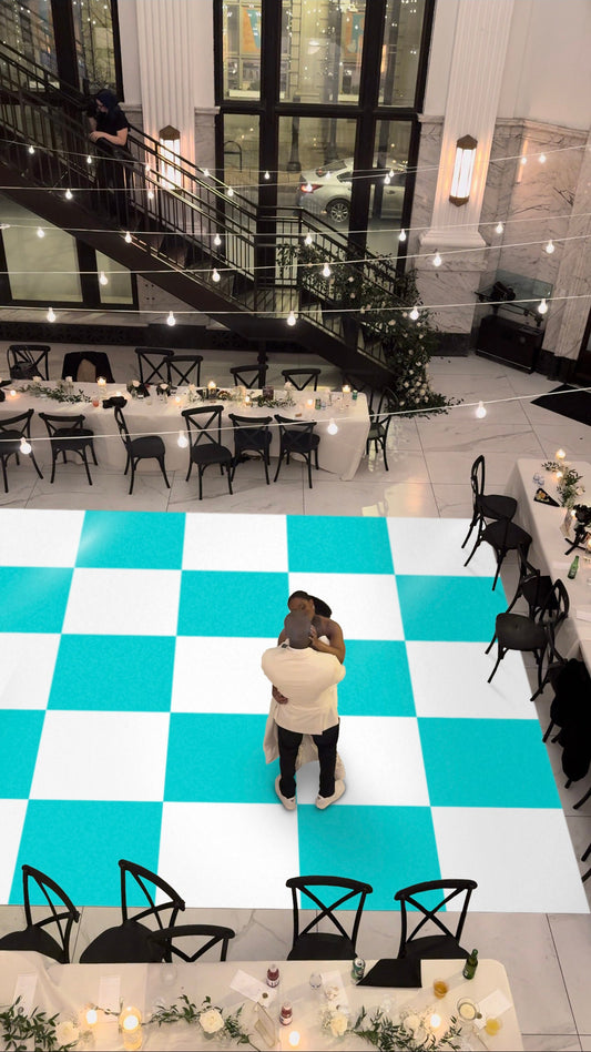 Custom Wedding Decal Dance Floor Wrap Gloss Removable Vinyl. Checkerboard design. Checkerboard Wedding/Event logo. Fast and Free shipping