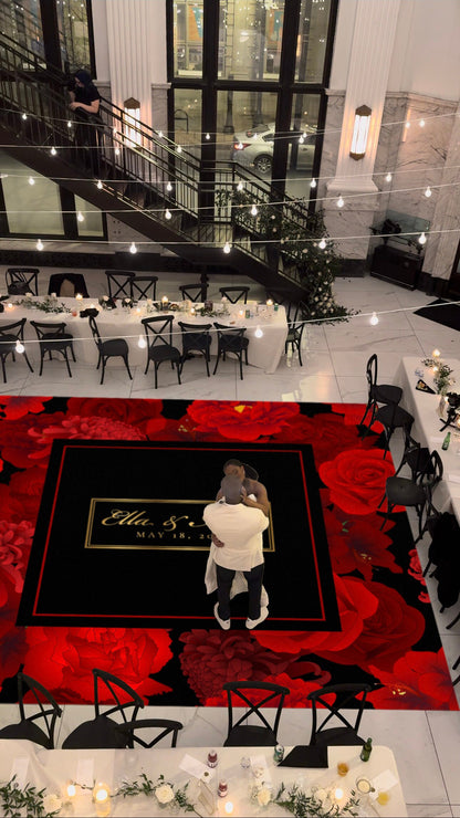Custom Wedding Decal Dance Floor Wrap Gloss Removable Vinyl. Monogram Print and Vinyl to cover the entire dancefloor. Wedding logo design