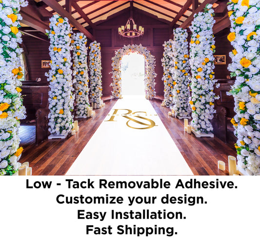 Customizable Wedding Decal Aisle Runner Wrap | Gloss Removable Vinyl | Monogram Printed on the aisle | Wedding logo design| Free Shipping.