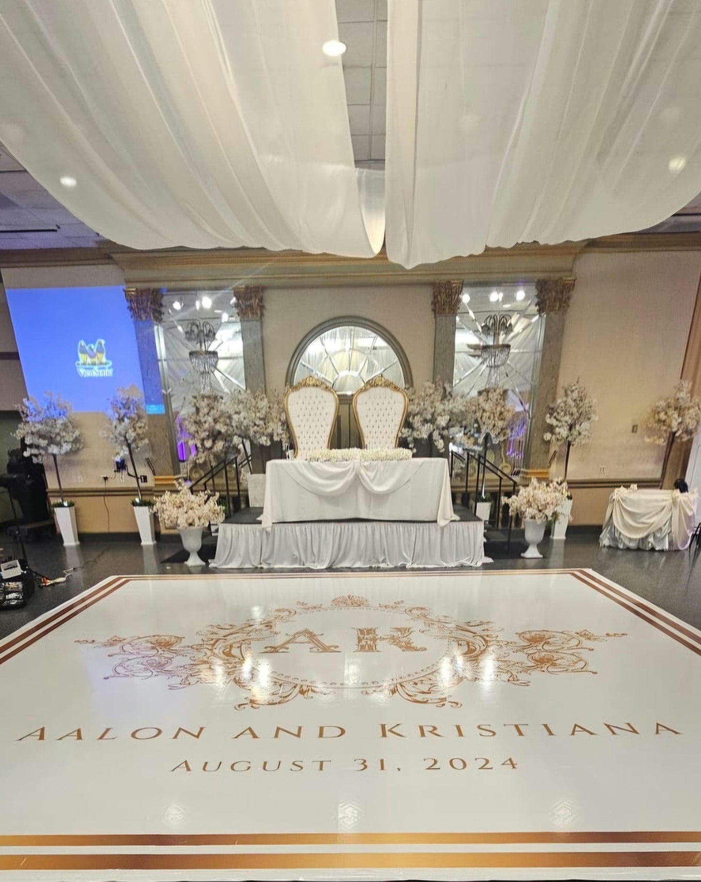 Full Print Custom Wedding Decal Dance Floor Wrap Gloss Removable Vinyl. Wedding Dancefloor design. Free Shipping