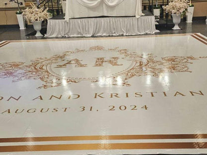 Full Print Custom Wedding Decal Dance Floor Wrap Gloss Removable Vinyl. Wedding Dancefloor design. Free Shipping