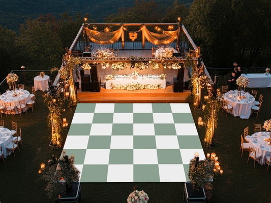 Full print. Custom Wedding Decal Dance Floor Wrap Gloss Removable Vinyl. Monogram Print. Checkerboard design. Wedding logo. Free shipping!