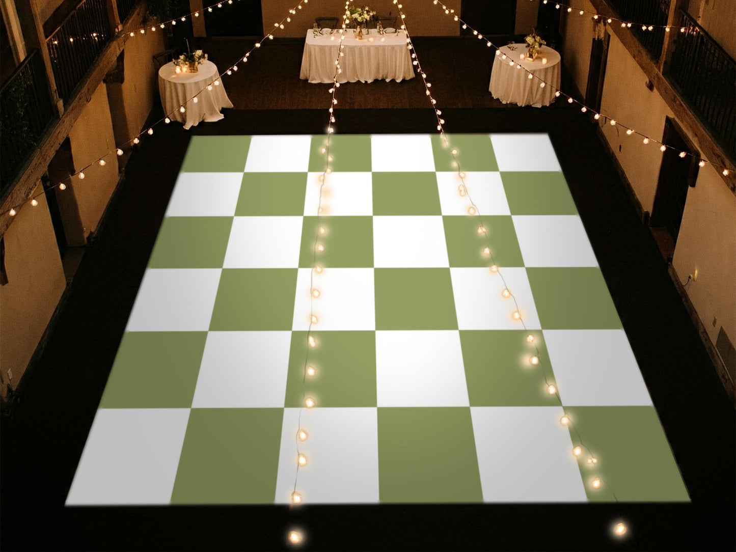 Full print. Custom Wedding Decal Dance Floor Wrap Gloss Removable Vinyl. Monogram Print. Checkerboard design. Wedding logo. Free shipping!