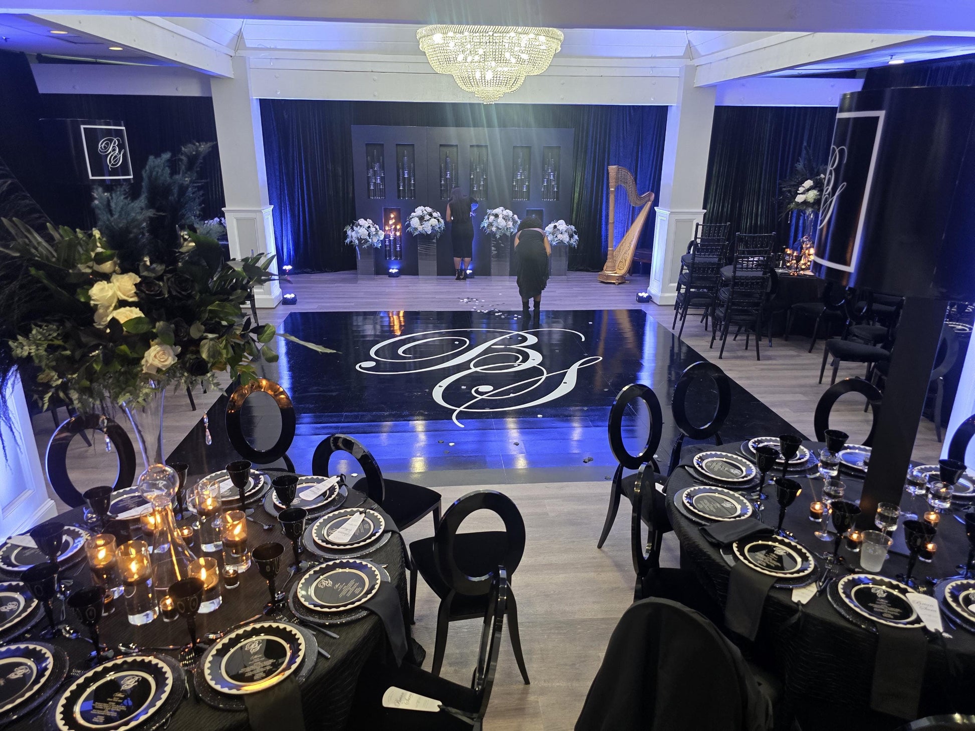 Custom Wedding Decal Dance Floor Wrap Gloss Removable Vinyl. Monogram Print and Vinyl to cover the entire dancefloor. Wedding logo design