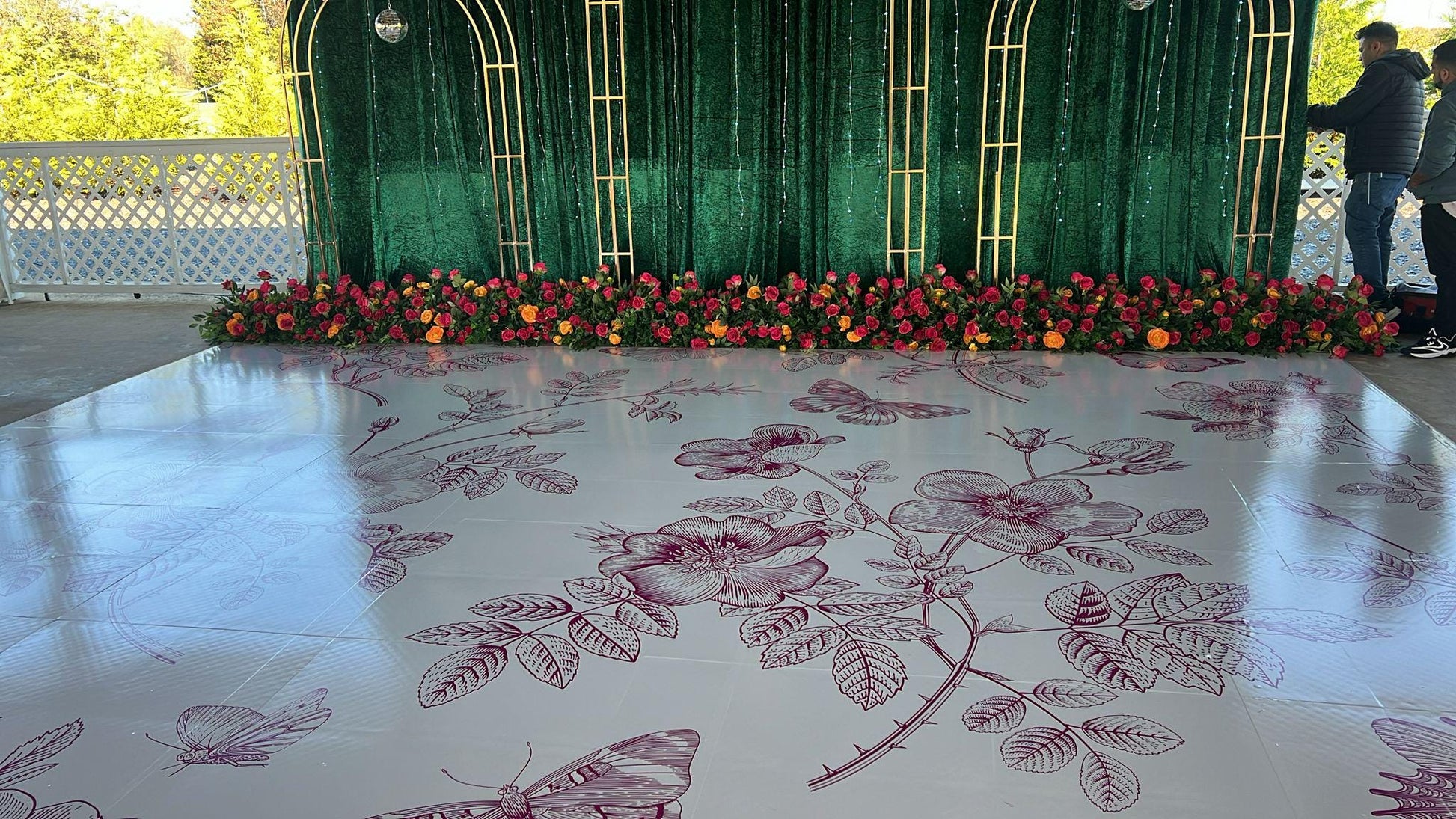 Custom Floral Wedding Decal Dance Floor Wrap Gloss Removable Vinyl. Monogram Print & Vinyl to cover the dancefloor. Wedding logo design